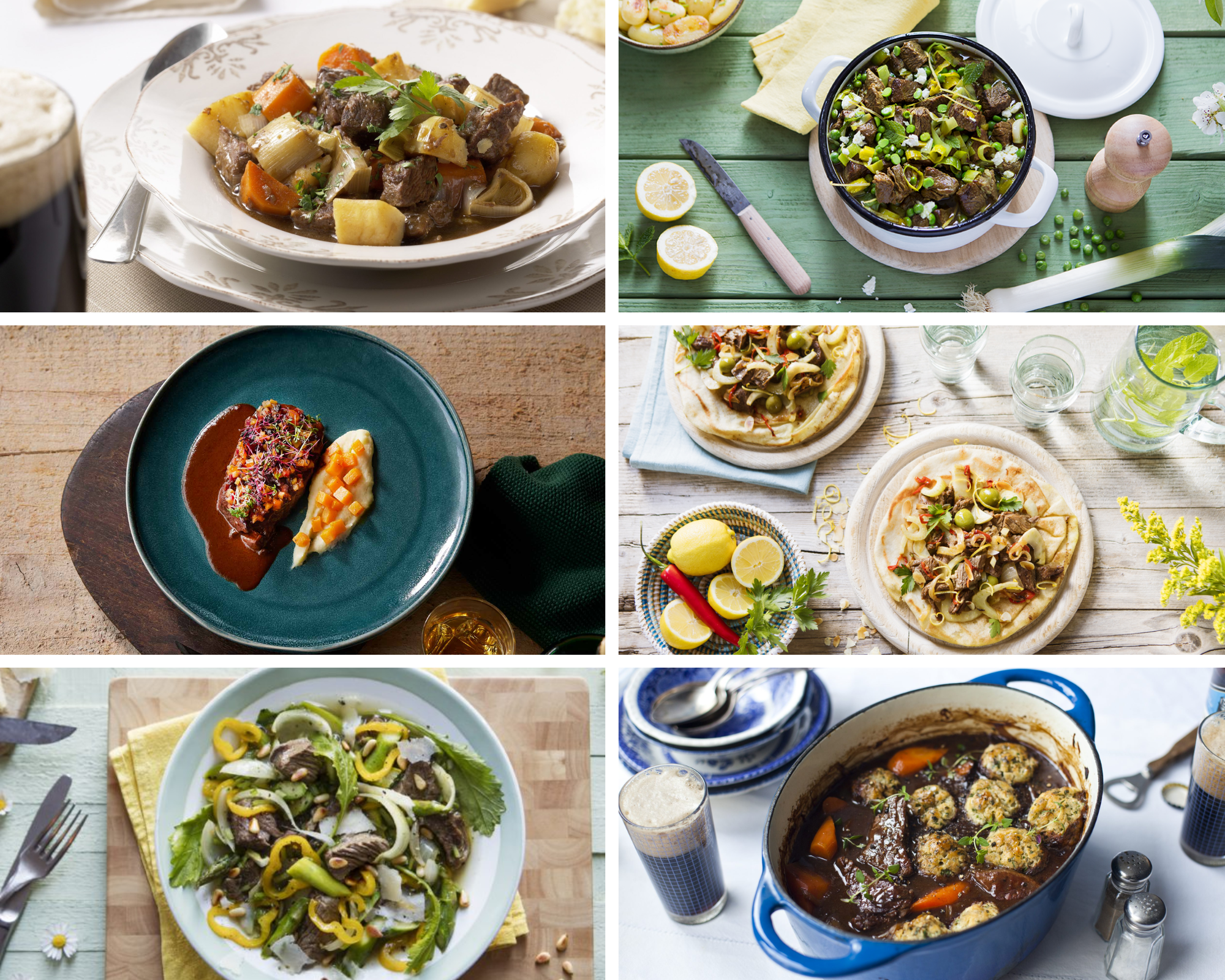 collage comfort food irish beef dishes